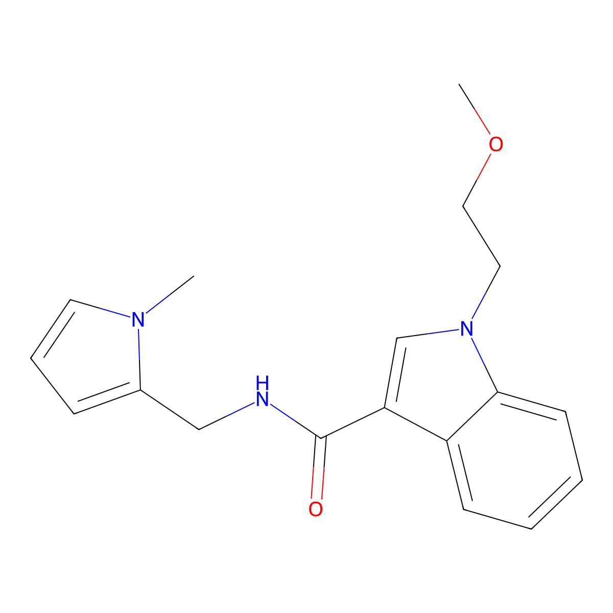 1-(2-methoxyethyl)-N-[(1-methyl-1H-pyrrol-2-yl)methyl]-1H-indole-3-carboxamide molecular structure, CAS 1401559-65-6