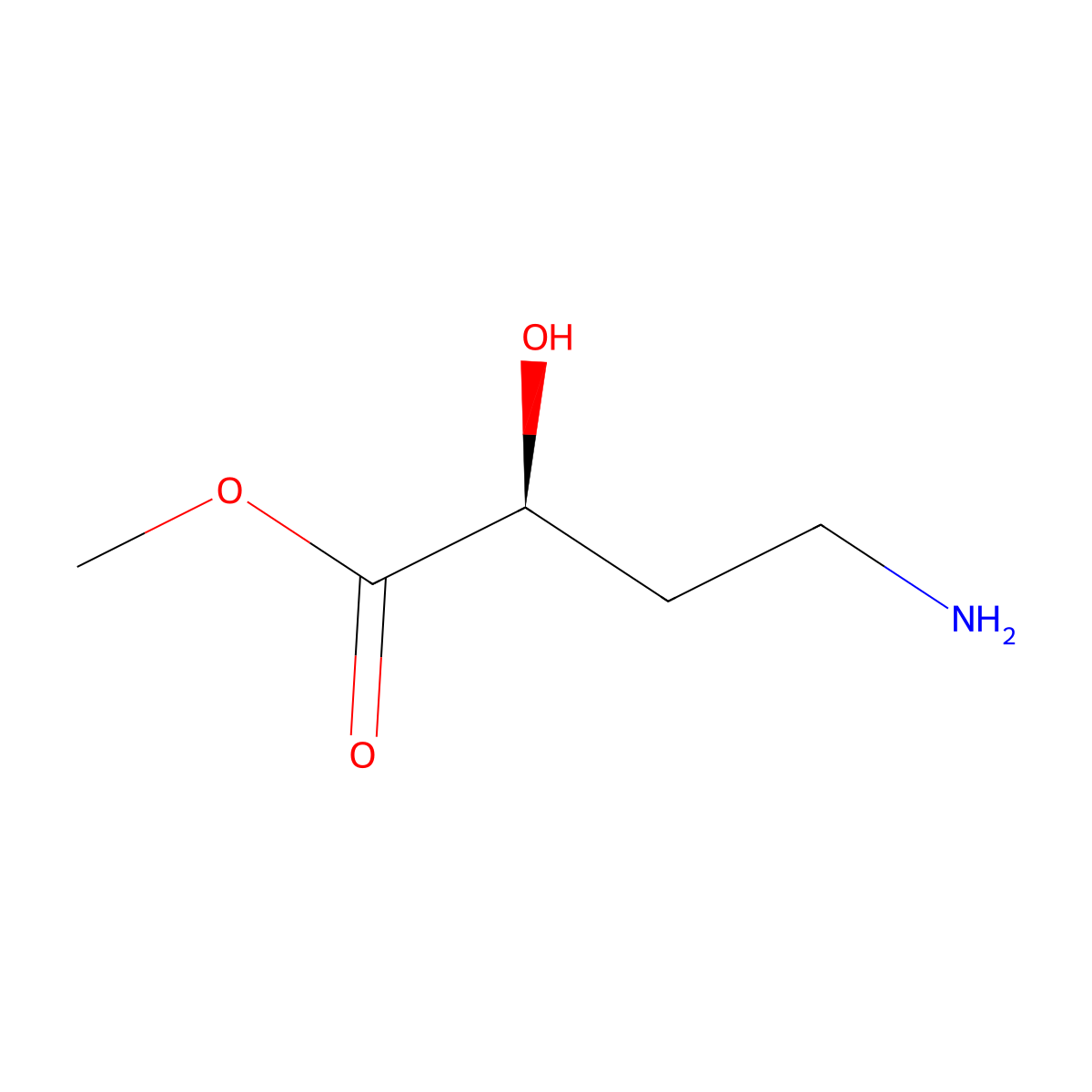 Methyl (S)-(-)-4-amino-2-hydroxybutanoate molecular structure, CAS 140156-44-1