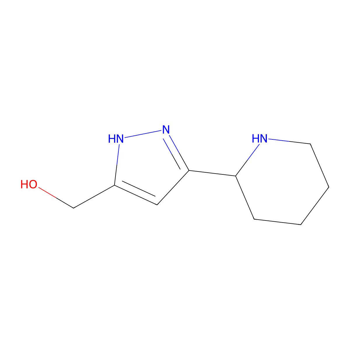 (3-(piperidin-2-yl)-1H-pyrazol-5-yl)methanol molecular structure, CAS 1401560-24-4