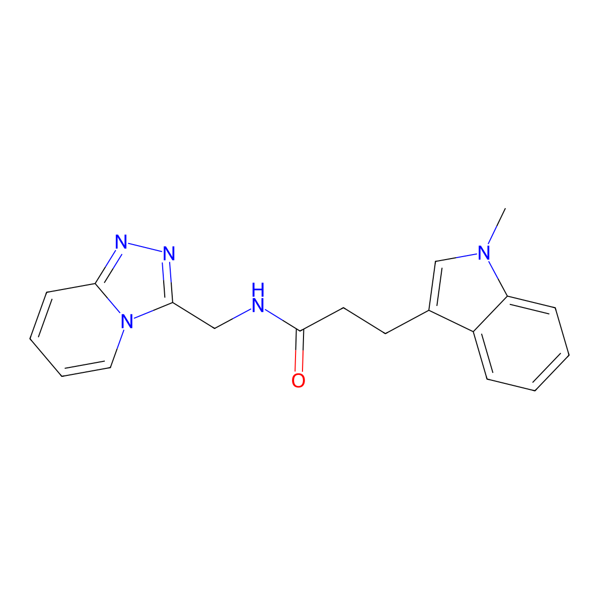3-(1-methyl-1H-indol-3-yl)-N-([1,2,4]triazolo[4,3-a]pyridin-3-ylmethyl)propanamide molecular structure, CAS 1401560-31-3