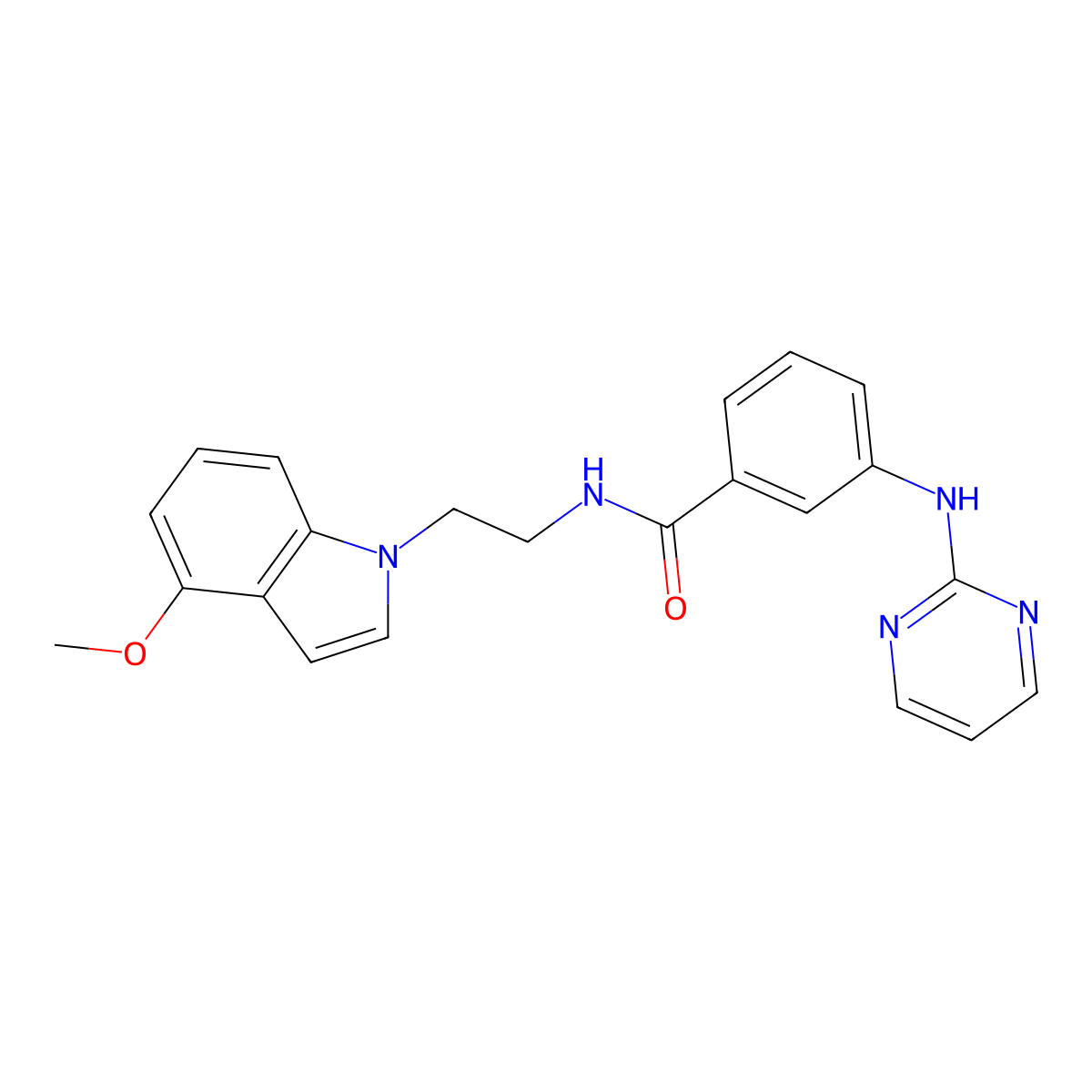 N-[2-(4-methoxy-1H-indol-1-yl)ethyl]-3-(2-pyrimidinylamino)benzamide molecular structure, CAS 1401560-40-4