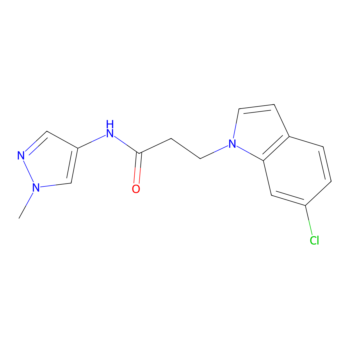 3-(6-chloro-1H-indol-1-yl)-N-(1-methyl-1H-pyrazol-4-yl)propanamide molecular structure, CAS 1401560-52-8