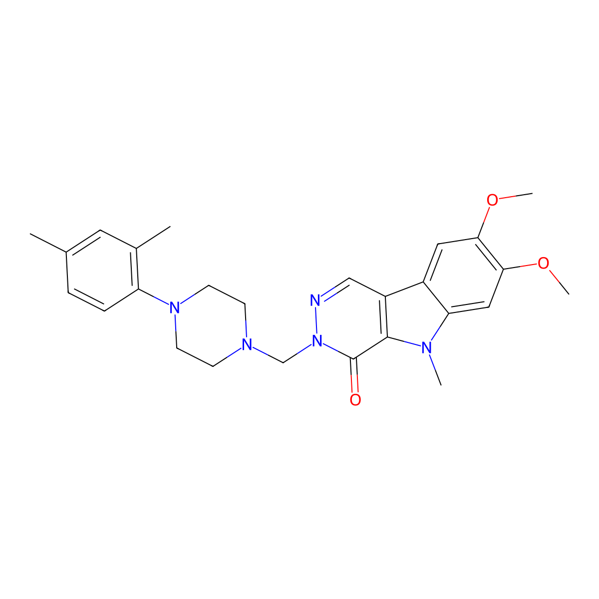3-{[4-(2,4-dimethylphenyl)piperazin-1-yl]methyl}-7,8-dimethoxy-5-methyl-3,5-dihydro-4H-pyridazino[4,5-b]indol-4-one molecular structure, CAS 1401560-65-3