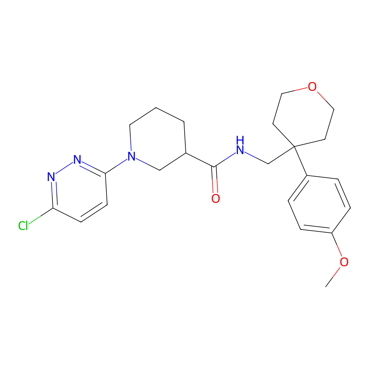 1-(6-chloropyridazin-3-yl)-N-((4-(4-methoxyphenyl)tetrahydro-2H-pyran-4-yl)methyl)piperidine-3-carboxamide molecular structure, CAS 1401560-82-4