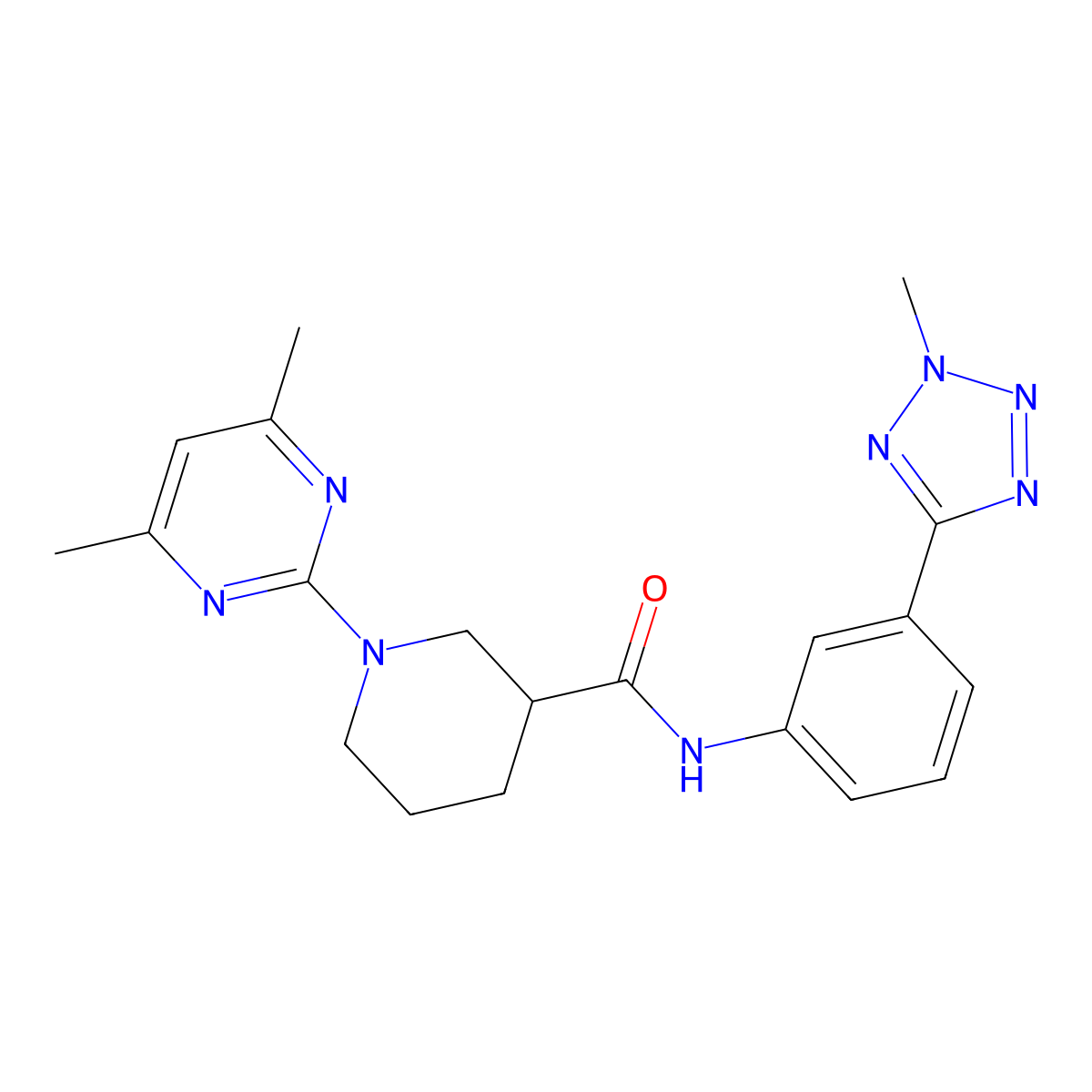 1-(4,6-dimethylpyrimidin-2-yl)-N-[3-(2-methyl-2H-tetrazol-5-yl)phenyl]piperidine-3-carboxamide molecular structure, CAS 1401560-88-0