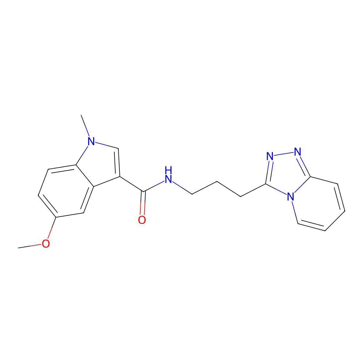5-methoxy-1-methyl-N-[3-([1,2,4]triazolo[4,3-a]pyridin-3-yl)propyl]-1H-indole-3-carboxamide molecular structure, CAS 1401560-90-4
