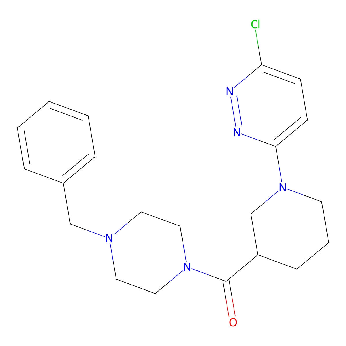 (4-Benzylpiperazin-1-yl)(1-(6-chloropyridazin-3-yl)piperidin-3-yl)methanone molecular structure, CAS 1401561-03-2