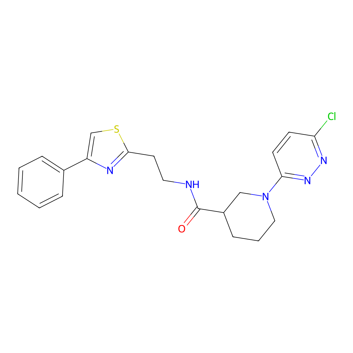 1-(6-chloropyridazin-3-yl)-N-(2-(4-phenylthiazol-2-yl)ethyl)piperidine-3-carboxamide molecular structure, CAS 1401561-07-6