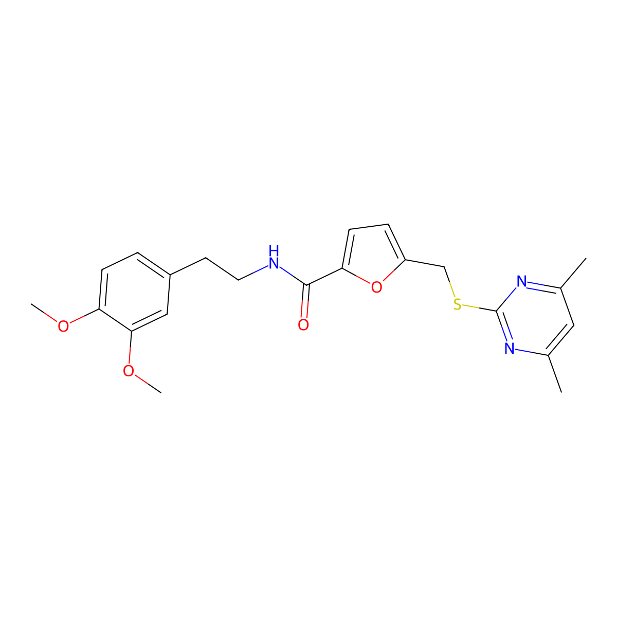 N-[2-(3,4-dimethoxyphenyl)ethyl]-5-{[(4,6-dimethylpyrimidin-2-yl)sulfanyl]methyl}furan-2-carboxamide molecular structure, CAS 1401561-44-1