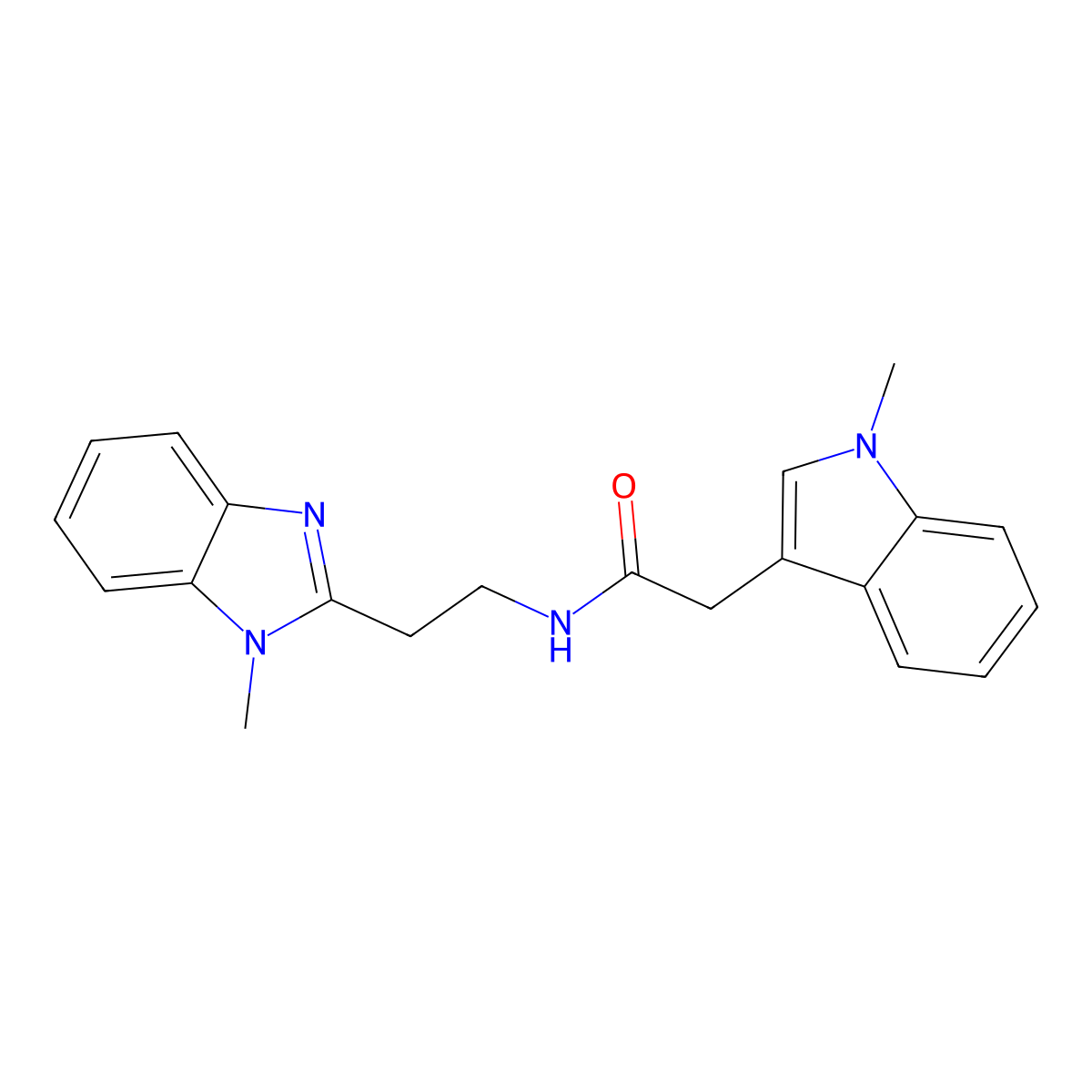 N-[2-(1-methyl-1H-1,3-benzimidazol-2-yl)ethyl]-2-(1-methyl-1H-indol-3-yl)acetamide molecular structure, CAS 1401561-52-1