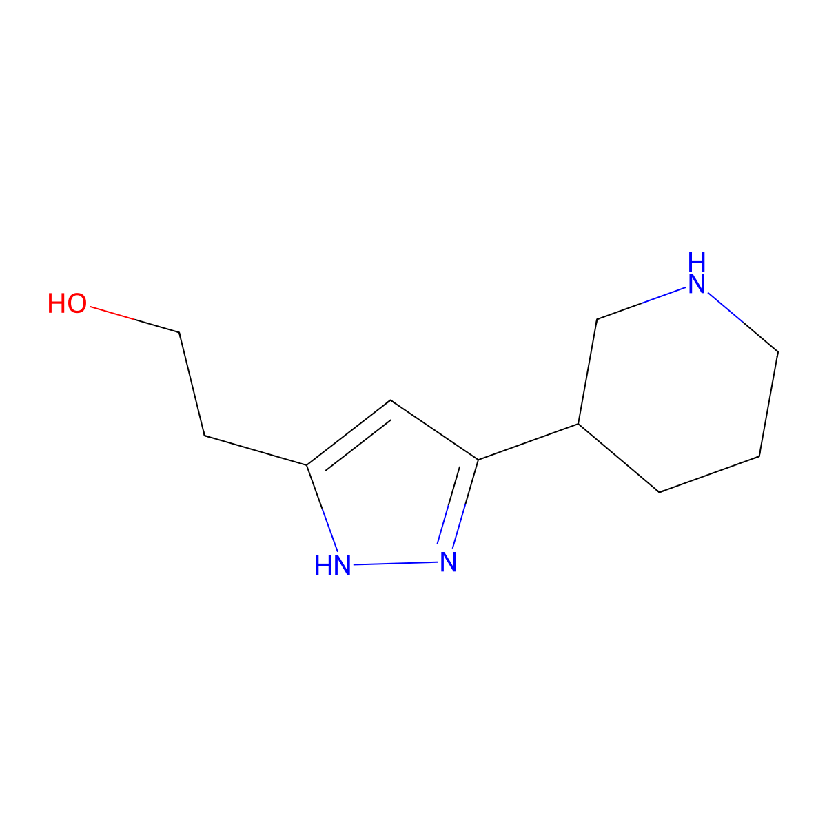5-(3-Piperidinyl)-1H-pyrazole-3-ethanol molecular structure, CAS 1401561-56-5