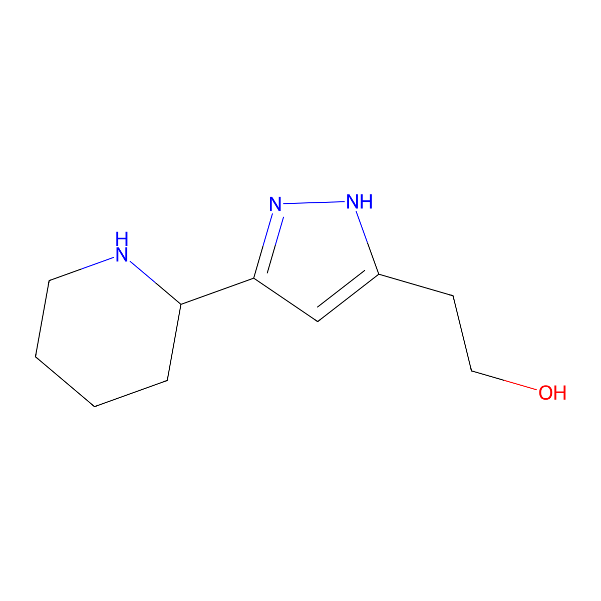 2-(3-(Piperidin-2-yl)-1H-pyrazol-5-yl)ethanol molecular structure, CAS 1401561-62-3