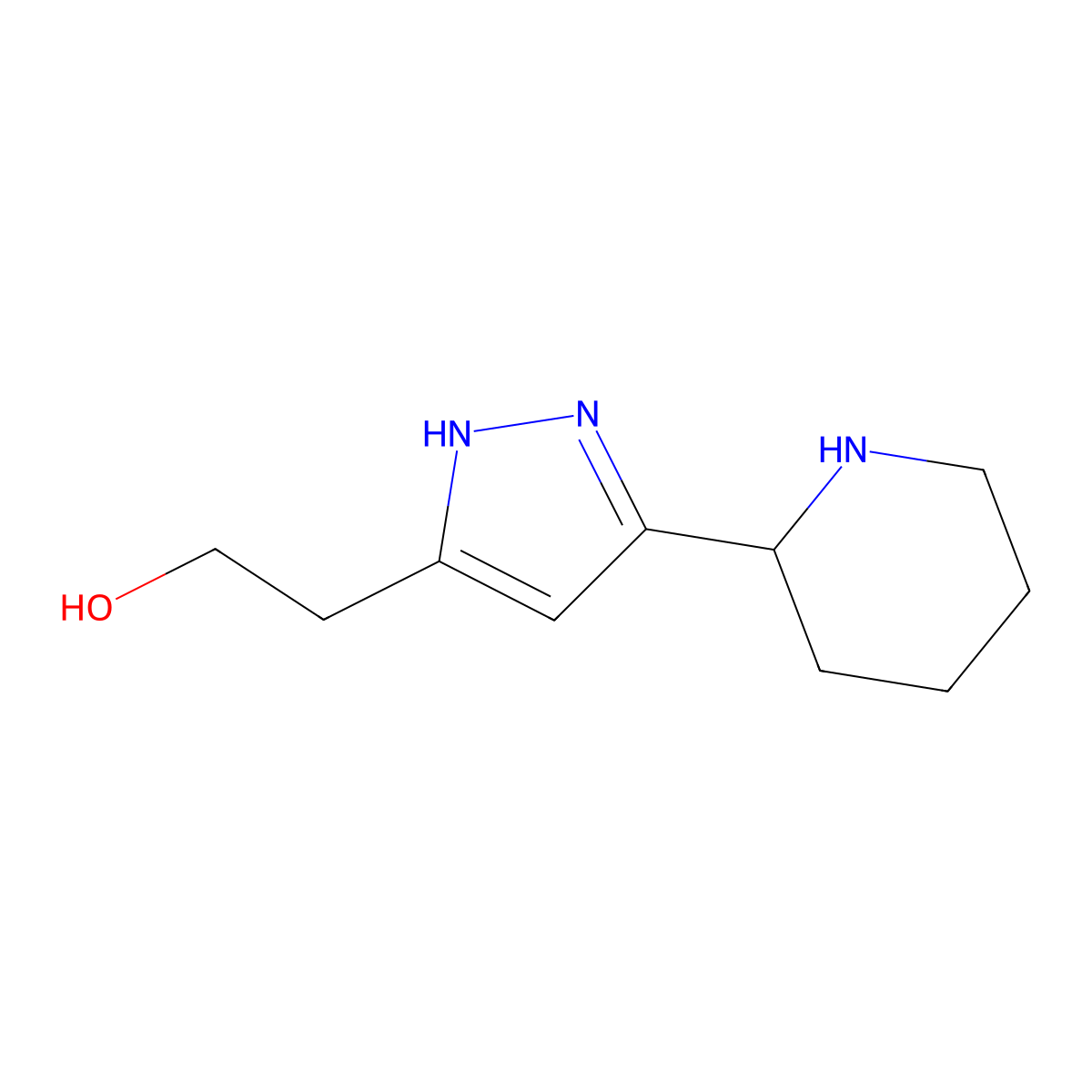 2-(3-(Piperidin-2-yl)-1H-pyrazol-5-yl)ethanol molecular structure, CAS 1401561-62-3