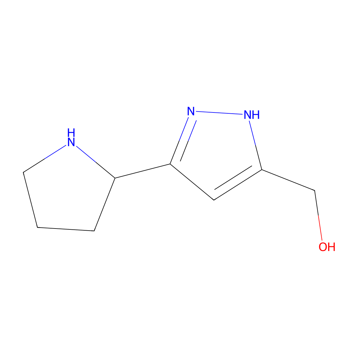 1H-Pyrazole-3-methanol, 5-(2-pyrrolidinyl)- molecular structure, CAS 1401561-64-5