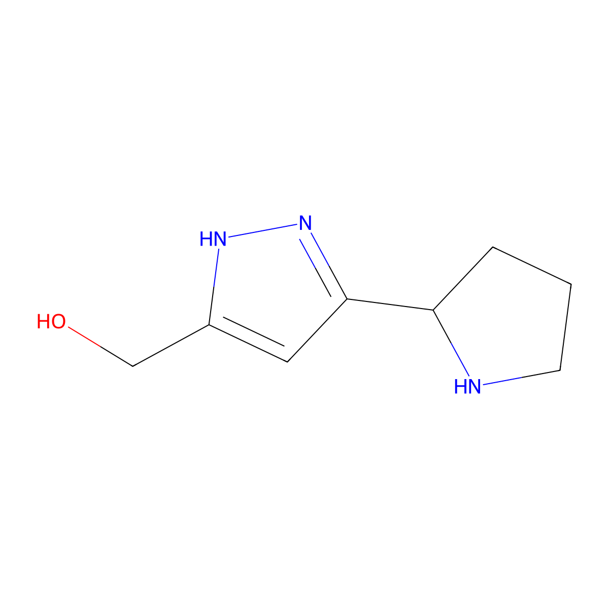 1H-Pyrazole-3-methanol, 5-(2-pyrrolidinyl)- molecular structure, CAS 1401561-64-5