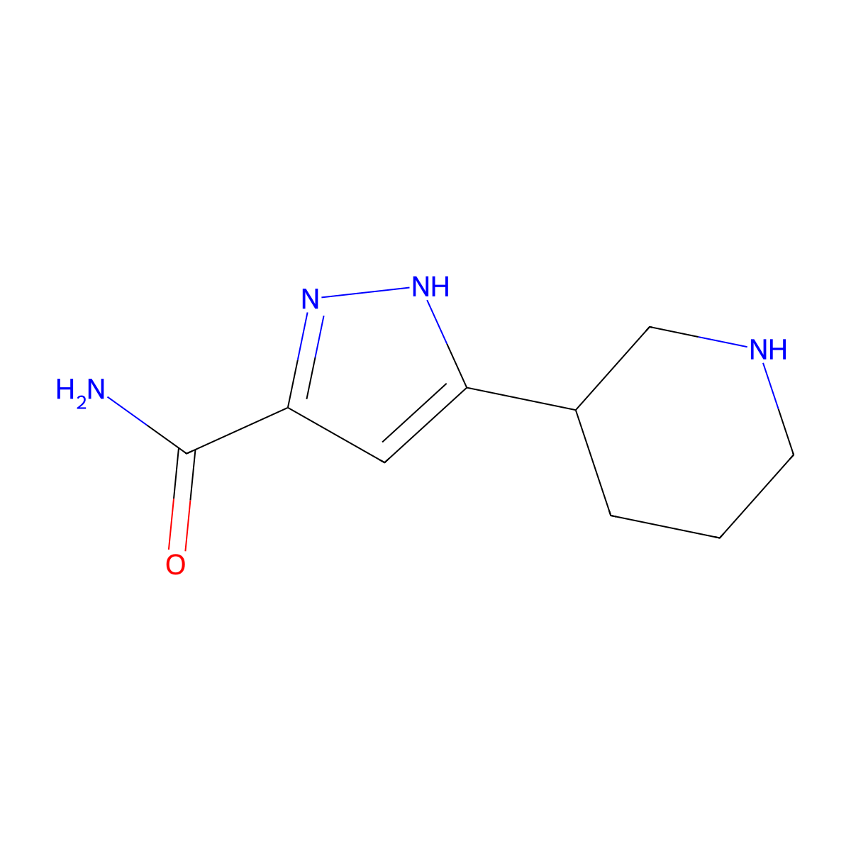 3-(piperidin-3-yl)-1H-pyrazole-5-carboxamide molecular structure, CAS 1401561-66-7