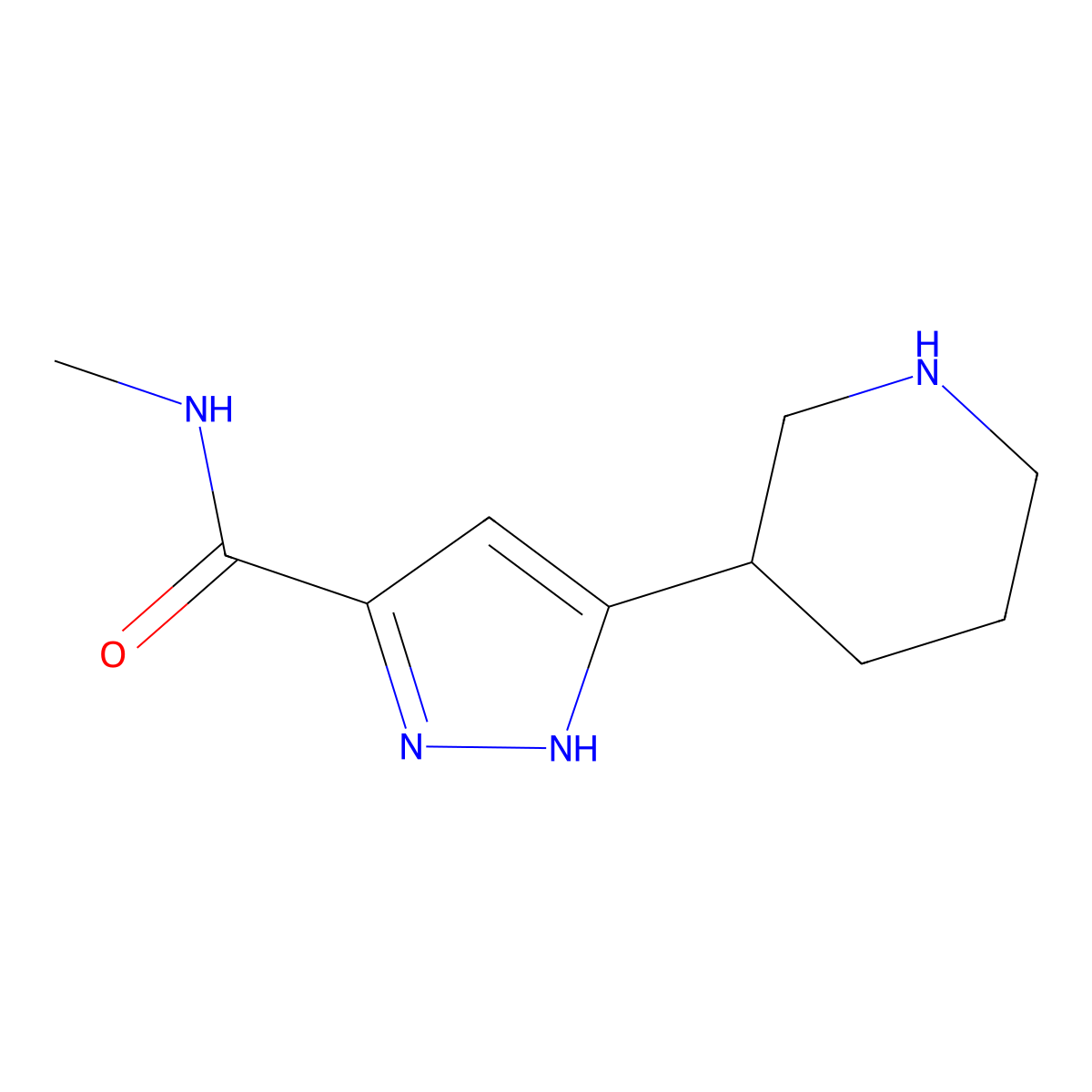 N-Methyl-3-(piperidin-3-yl)-1H-pyrazole-5-carboxamide molecular structure, CAS 1401561-72-5