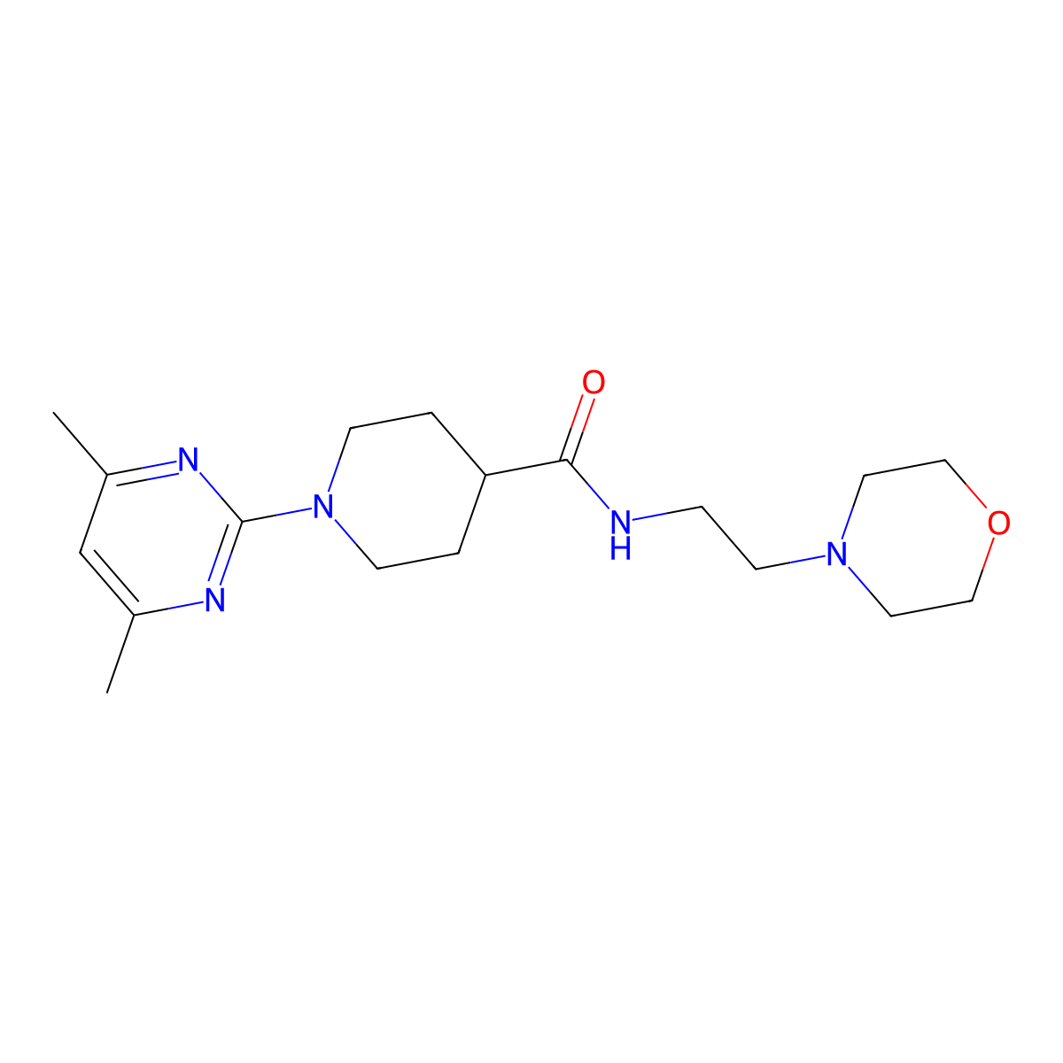 1-(4,6-dimethylpyrimidin-2-yl)-N-[2-(morpholin-4-yl)ethyl]piperidine-4-carboxamide molecular structure, CAS 1401564-94-0