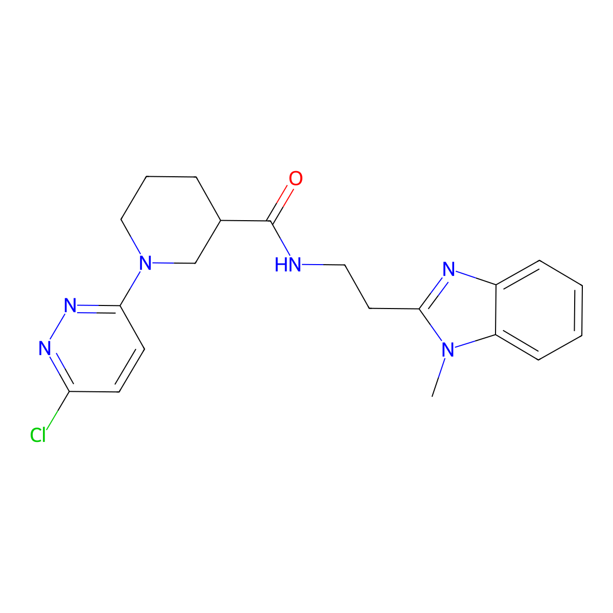 1-(6-chloropyridazin-3-yl)-N-(2-(1-methyl-1H-benzo[d]imidazol-2-yl)ethyl)piperidine-3-carboxamide molecular structure, CAS 1401565-00-1