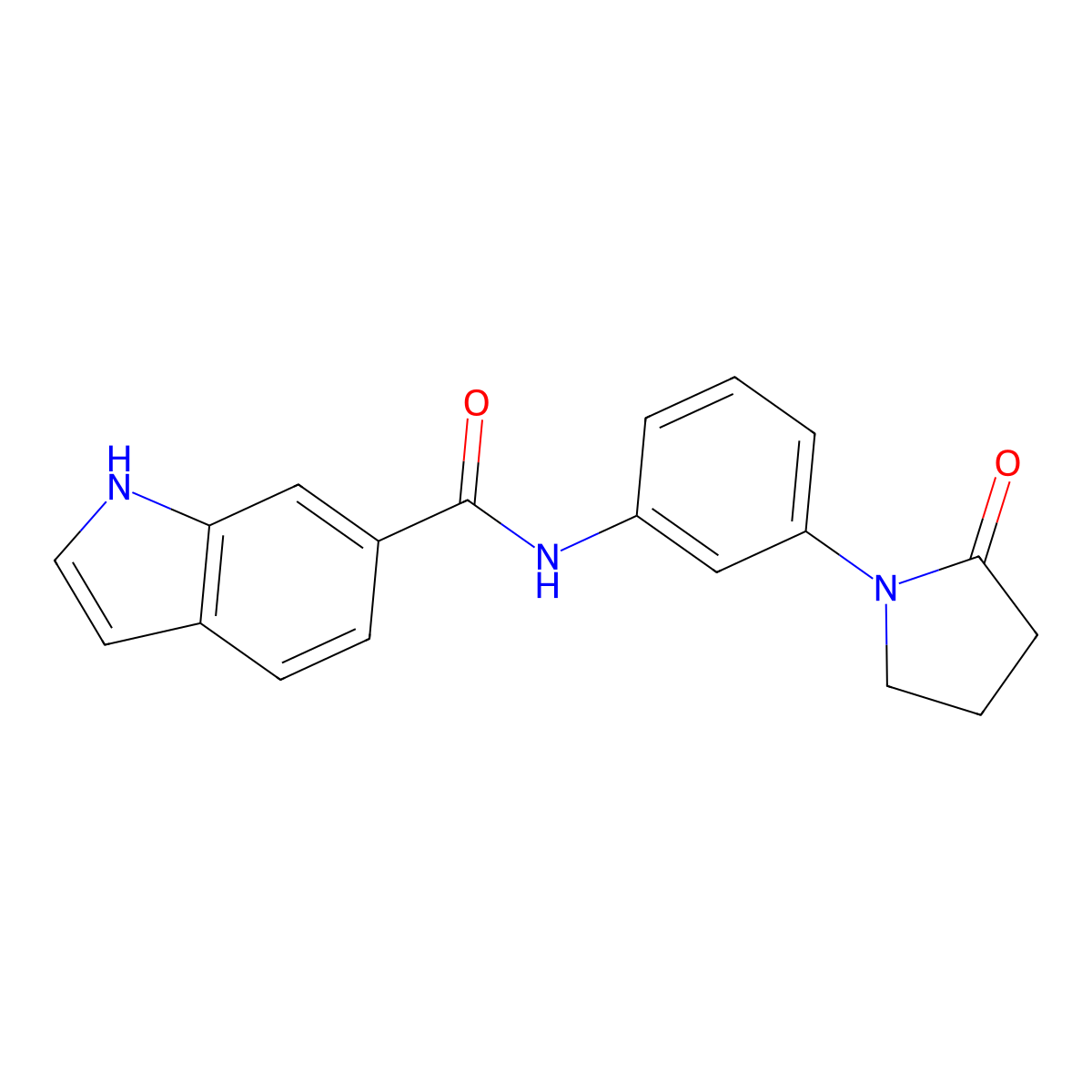 N-[3-(2-oxopyrrolidin-1-yl)phenyl]-1H-indole-6-carboxamide molecular structure, CAS 1401565-10-3
