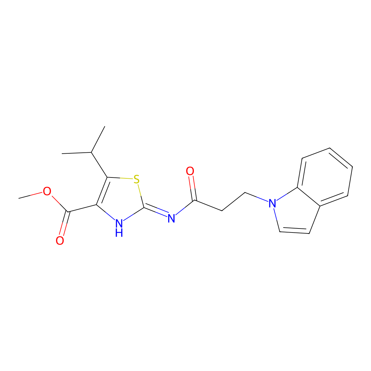 methyl 2-{[3-(1H-indol-1-yl)propanoyl]amino}-5-isopropyl-1,3-thiazole-4-carboxylate molecular structure, CAS 1401565-14-7