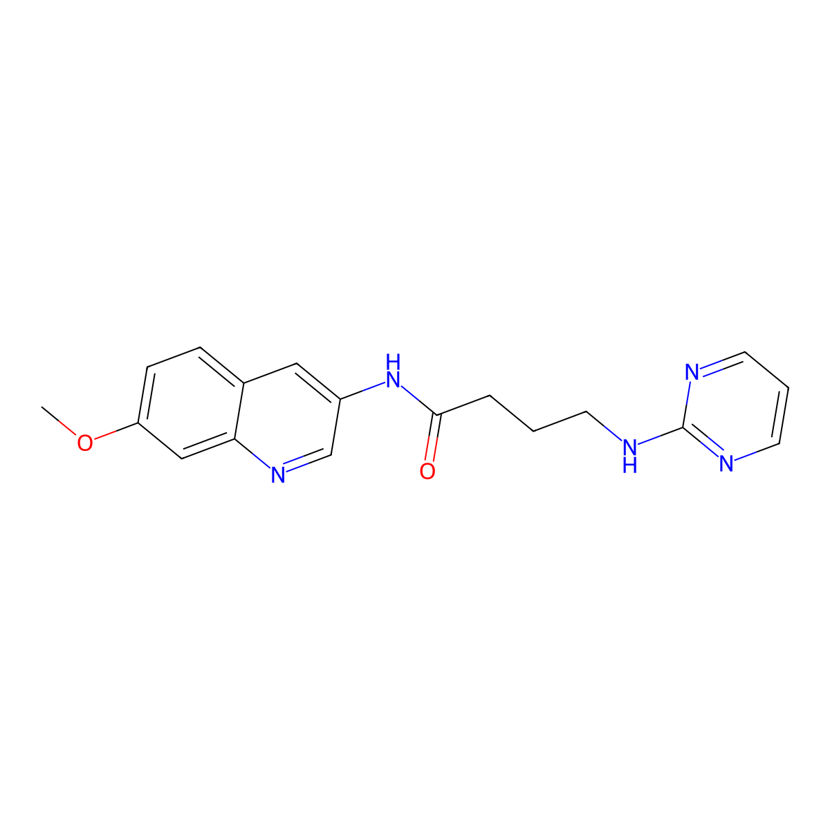 N-(7-methoxyquinolin-3-yl)-4-(pyrimidin-2-ylamino)butanamide molecular structure, CAS 1401565-17-0