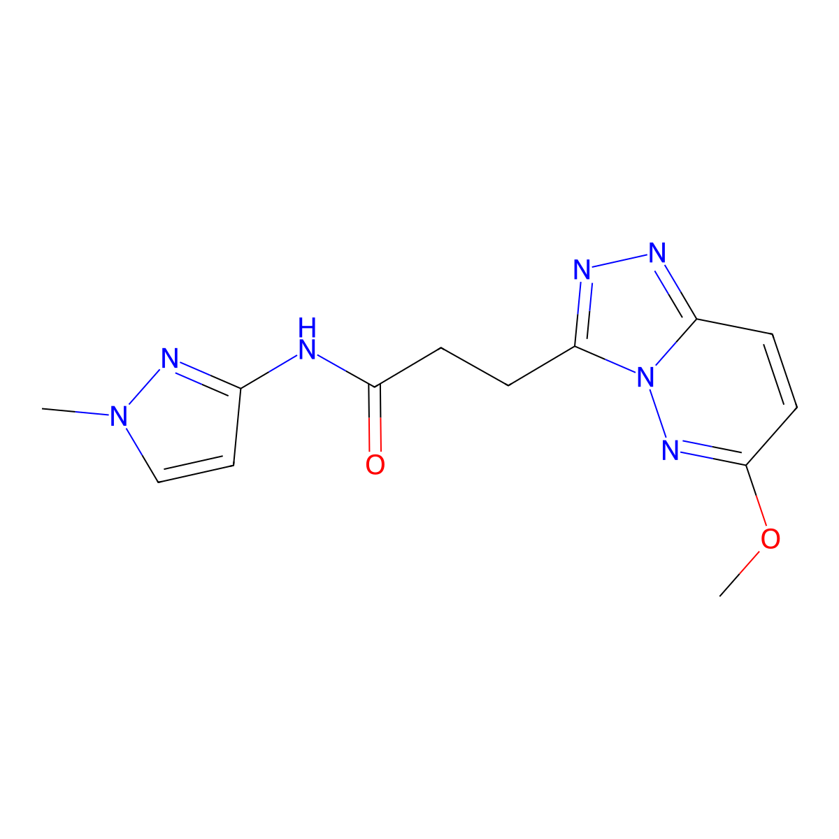 3-(6-methoxy[1,2,4]triazolo[4,3-b]pyridazin-3-yl)-N-(1-methyl-1H-pyrazol-3-yl)propanamide molecular structure, CAS 1401565-22-7