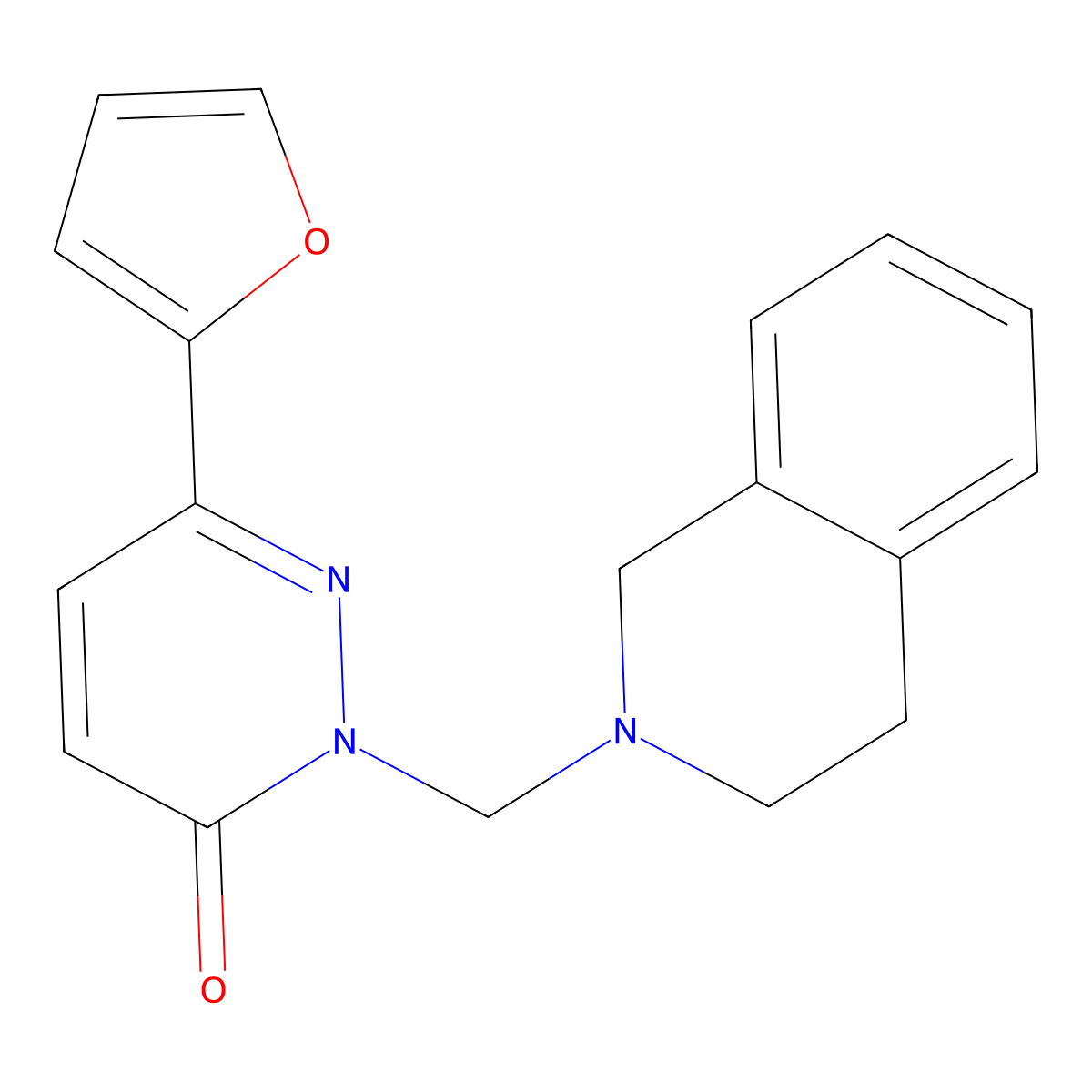 2-(3,4-dihydroisoquinolin-2(1H)-ylmethyl)-6-(furan-2-yl)pyridazin-3(2H)-one molecular structure, CAS 1401565-27-2