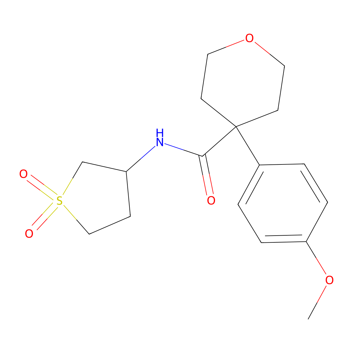 N-(1,1-dioxidotetrahydrothiophen-3-yl)-4-(4-methoxyphenyl)tetrahydro-2H-pyran-4-carboxamide molecular structure, CAS 1401565-43-2
