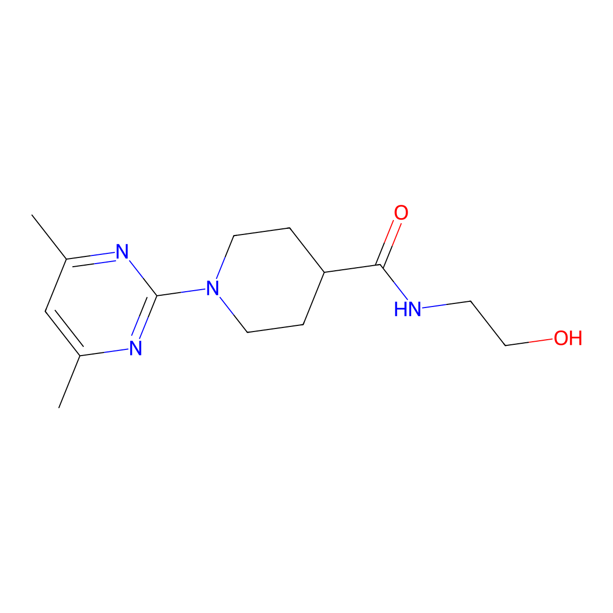 1-(4,6-dimethylpyrimidin-2-yl)-N-(2-hydroxyethyl)piperidine-4-carboxamide molecular structure, CAS 1401565-44-3
