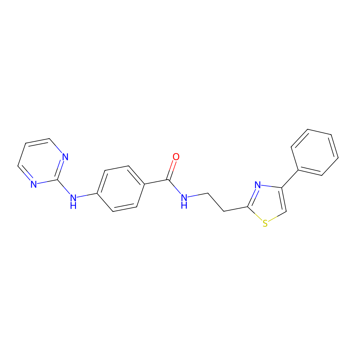 N-[2-(4-phenyl-1,3-thiazol-2-yl)ethyl]-4-(pyrimidin-2-ylamino)benzamide molecular structure, CAS 1401565-45-4