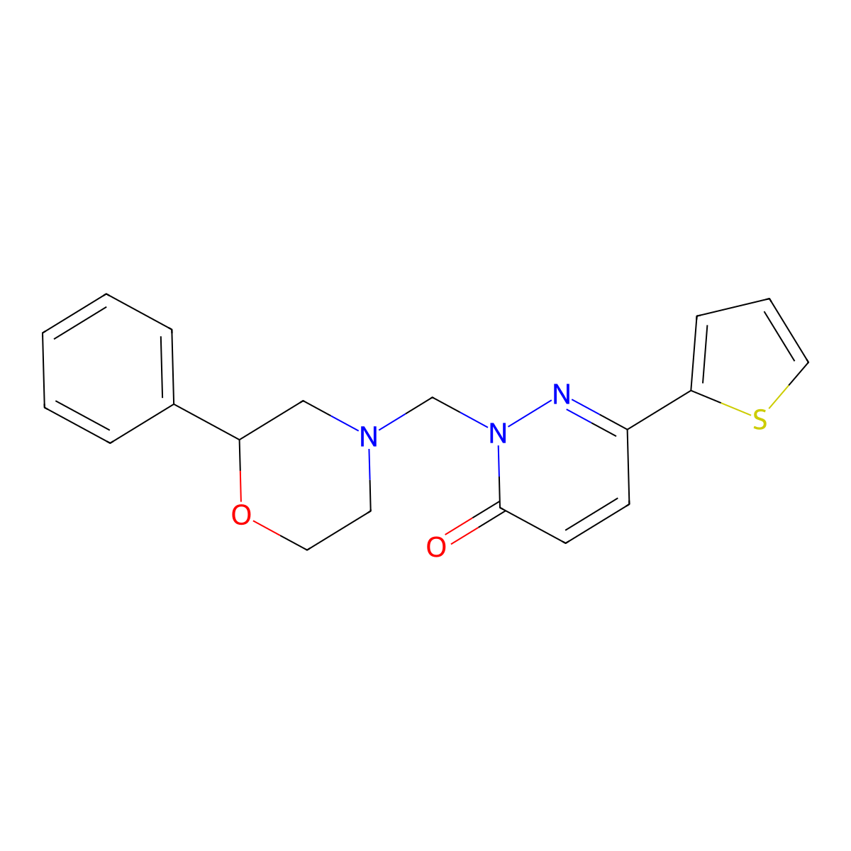 2-[(2-phenylmorpholin-4-yl)methyl]-6-(thiophen-2-yl)pyridazin-3(2H)-one molecular structure, CAS 1401565-55-6