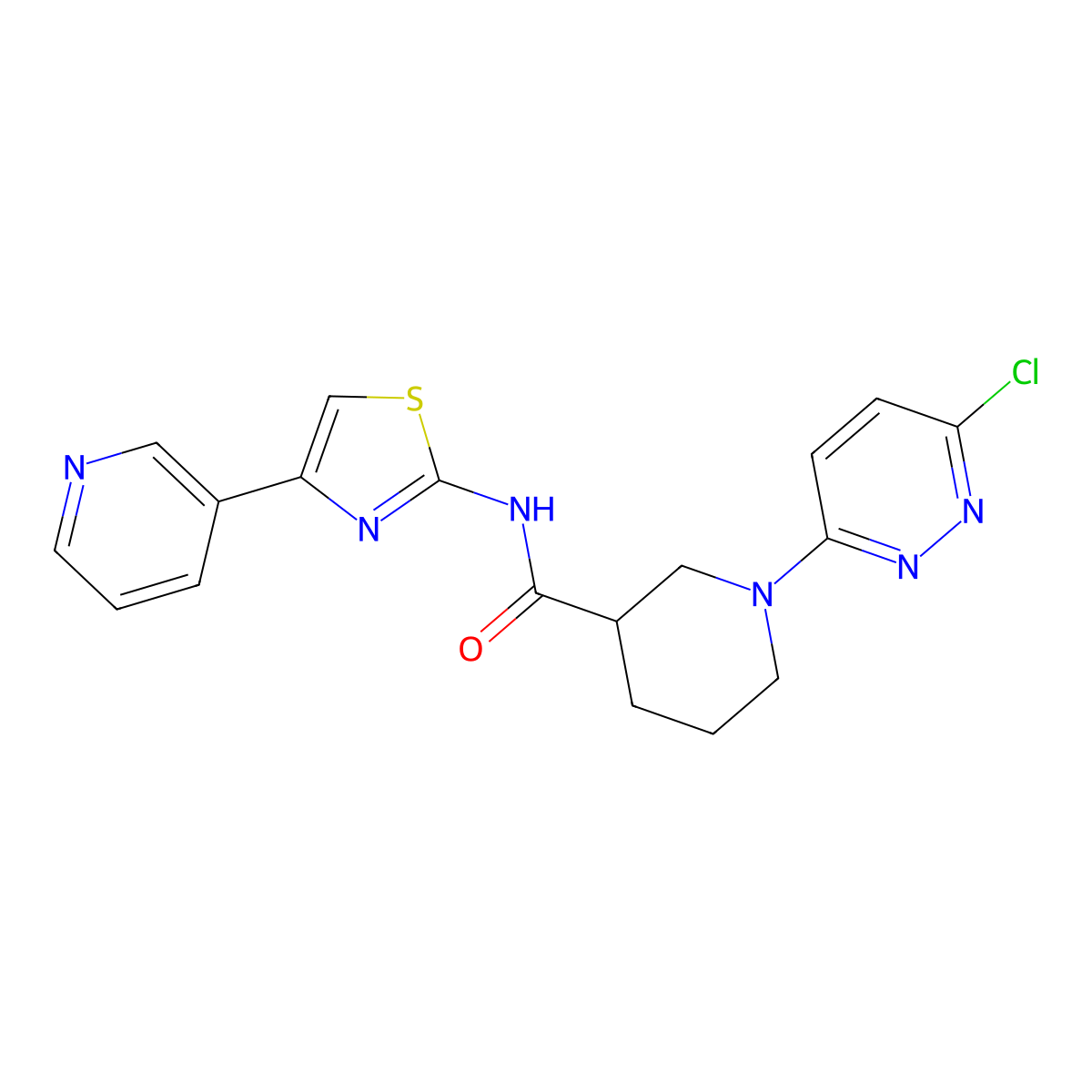 1-(6-chloropyridazin-3-yl)-N-(4-(pyridin-3-yl)thiazol-2-yl)piperidine-3-carboxamide molecular structure, CAS 1401565-56-7