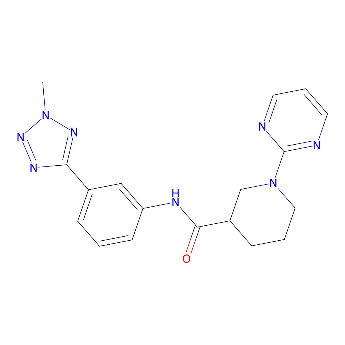 N-[3-(2-methyl-2H-tetrazol-5-yl)phenyl]-1-(pyrimidin-2-yl)piperidine-3-carboxamide molecular structure, CAS 1401565-58-9