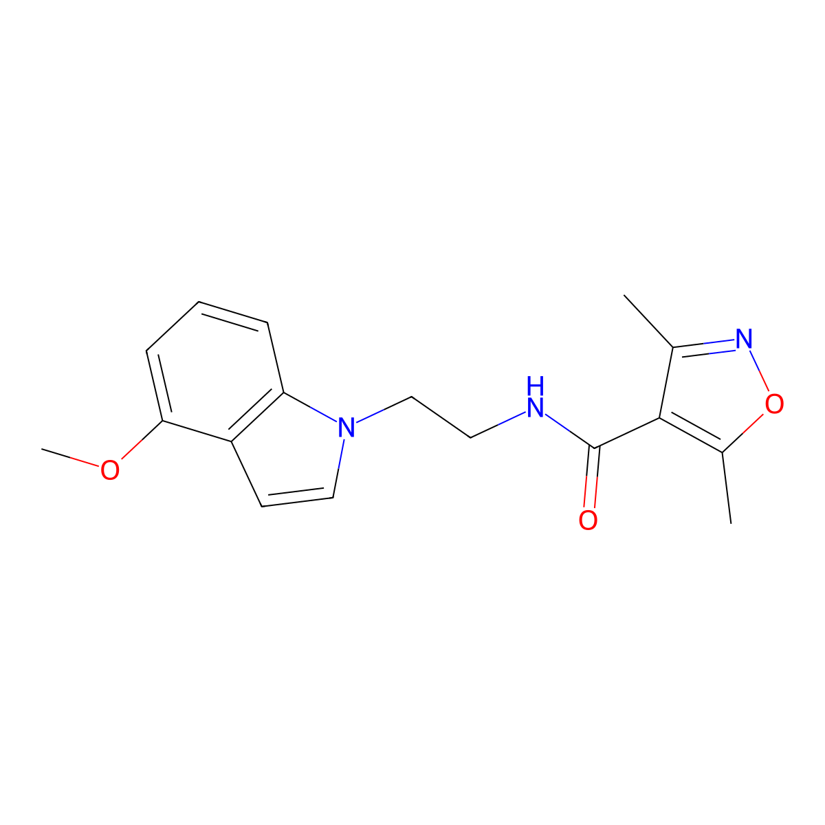 N-[2-(4-methoxy-1H-indol-1-yl)ethyl]-3,5-dimethyl-4-isoxazolecarboxamide molecular structure, CAS 1401565-66-9