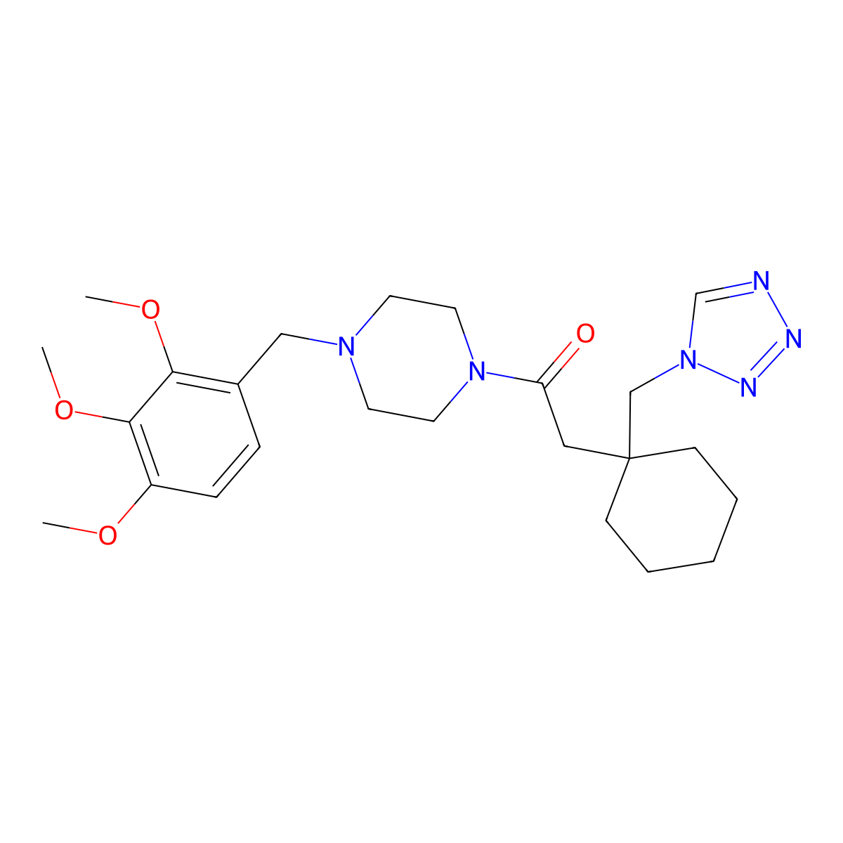 2-[1-(1H-tetrazol-1-ylmethyl)cyclohexyl]-1-[4-(2,3,4-trimethoxybenzyl)piperazin-1-yl]ethanone molecular structure, CAS 1401565-74-9