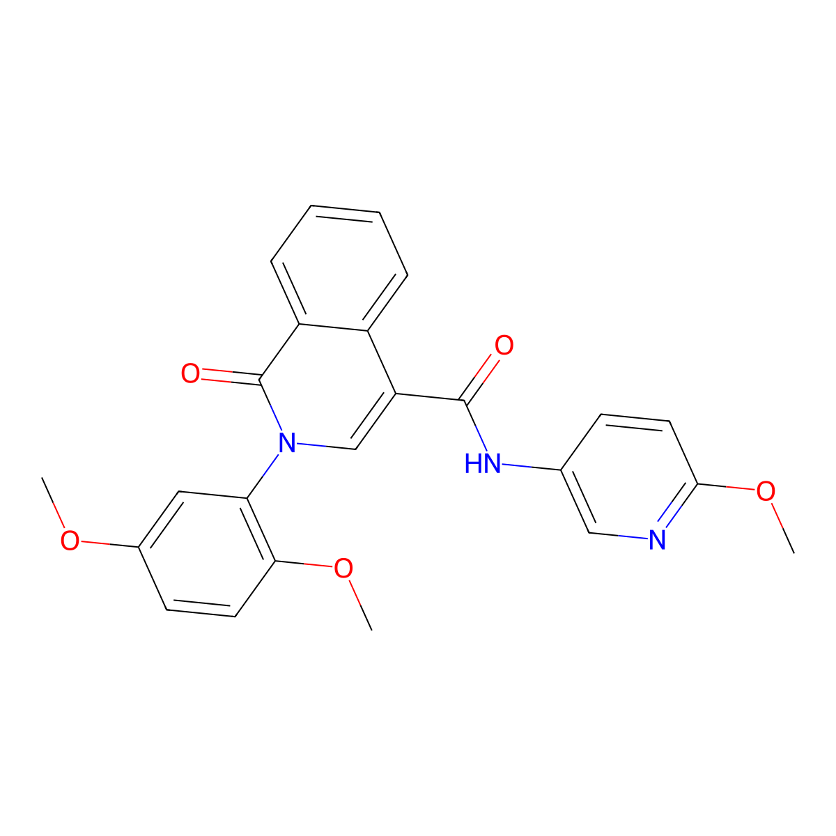 2-(2,5-dimethoxyphenyl)-N-(6-methoxypyridin-3-yl)-1-oxo-1,2-dihydroisoquinoline-4-carboxamide molecular structure, CAS 1401565-82-9