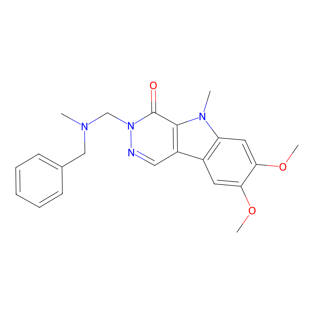 3-{[benzyl(methyl)amino]methyl}-7,8-dimethoxy-5-methyl-3,5-dihydro-4H-pyridazino[4,5-b]indol-4-one molecular structure, CAS 1401566-13-9