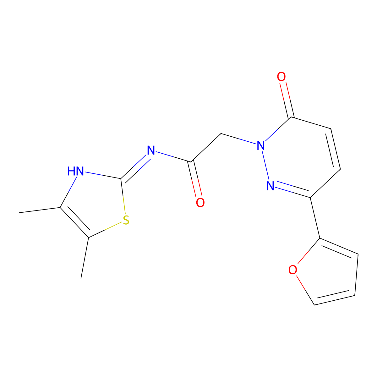 N-(4,5-dimethylthiazol-2-yl)-2-(3-(furan-2-yl)-6-oxopyridazin-1(6H)-yl)acetamide molecular structure, CAS 1401566-19-5