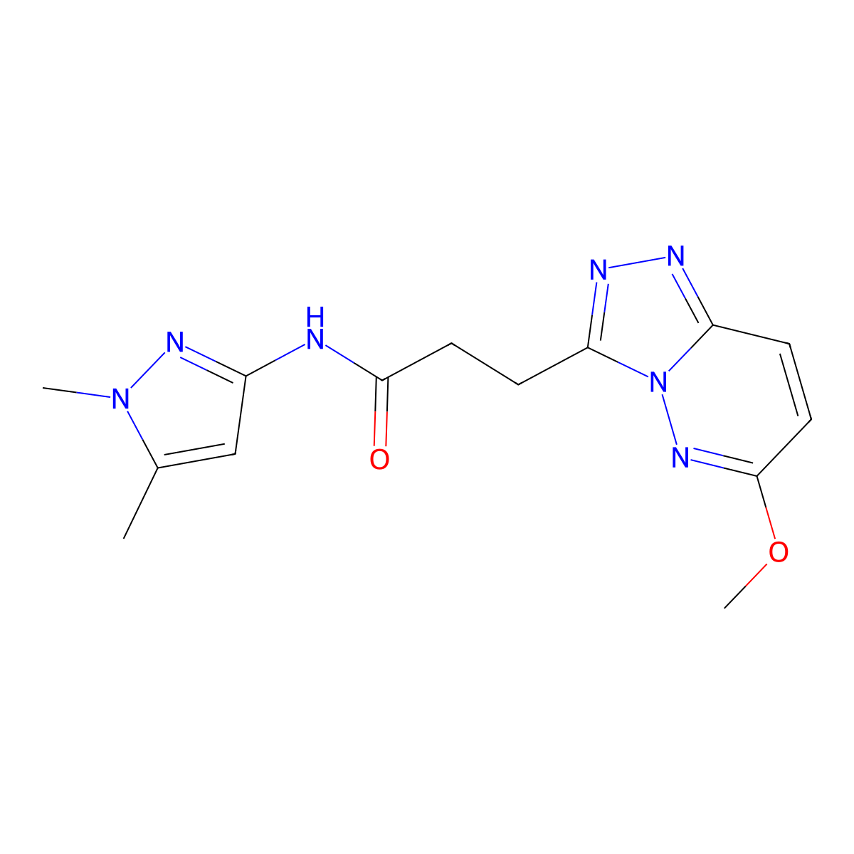 N-(1,5-dimethyl-1H-pyrazol-3-yl)-3-(6-methoxy[1,2,4]triazolo[4,3-b]pyridazin-3-yl)propanamide molecular structure, CAS 1401566-23-1