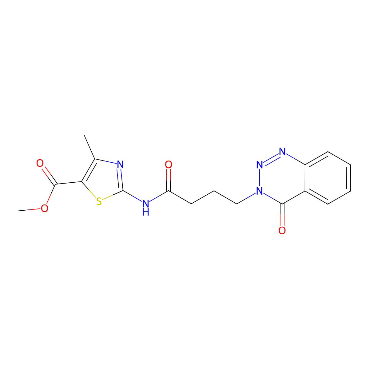 methyl 4-methyl-2-{[4-(4-oxo-1,2,3-benzotriazin-3(4H)-yl)butanoyl]amino}-1,3-thiazole-5-carboxylate molecular structure, CAS 1401566-48-0