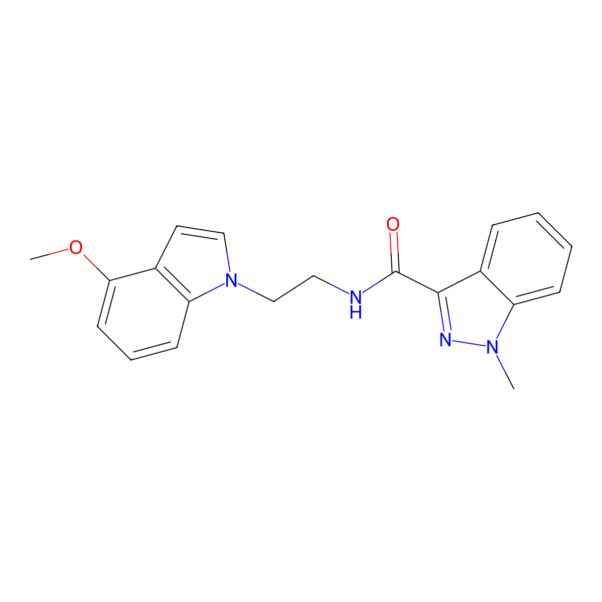 N-[2-(4-methoxy-1H-indol-1-yl)ethyl]-1-methyl-1H-indazole-3-carboxamide molecular structure, CAS 1401566-52-6