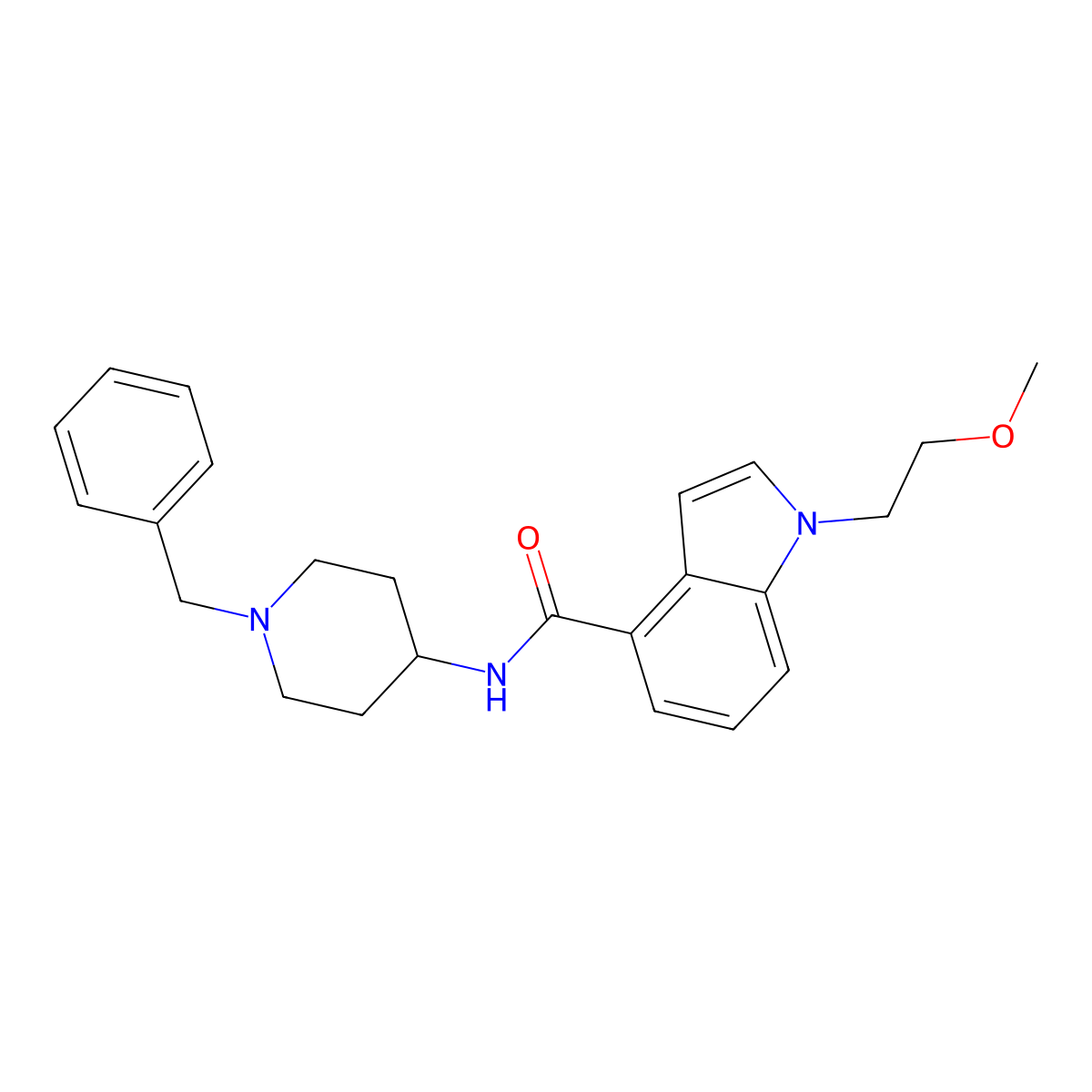 N-(1-benzylpiperidin-4-yl)-1-(2-methoxyethyl)-1H-indole-4-carboxamide molecular structure, CAS 1401566-53-7