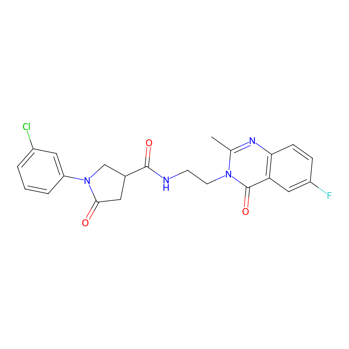 1-(3-chlorophenyl)-N-[2-(6-fluoro-2-methyl-4-oxoquinazolin-3(4H)-yl)ethyl]-5-oxopyrrolidine-3-carboxamide molecular structure, CAS 1401566-54-8