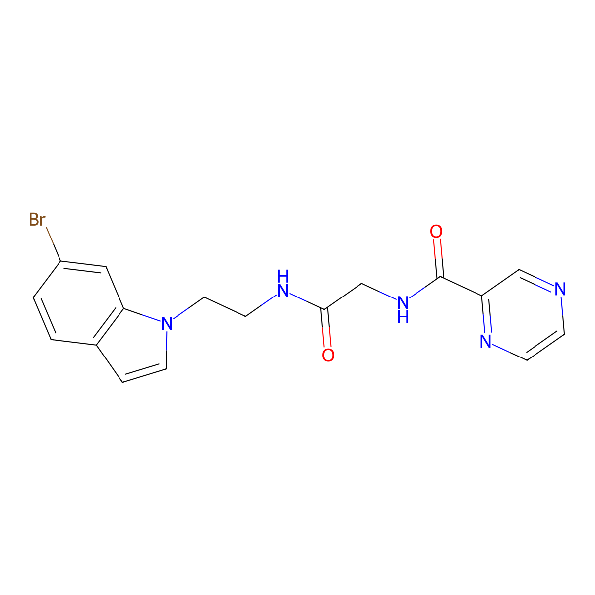 N-(2-{[2-(6-bromo-1H-indol-1-yl)ethyl]amino}-2-oxoethyl)-2-pyrazinecarboxamide molecular structure, CAS 1401566-66-2