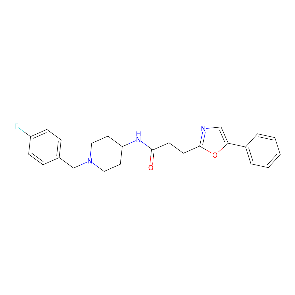 N-[1-(4-fluorobenzyl)piperidin-4-yl]-3-(5-phenyl-1,3-oxazol-2-yl)propanamide molecular structure, CAS 1401566-73-1