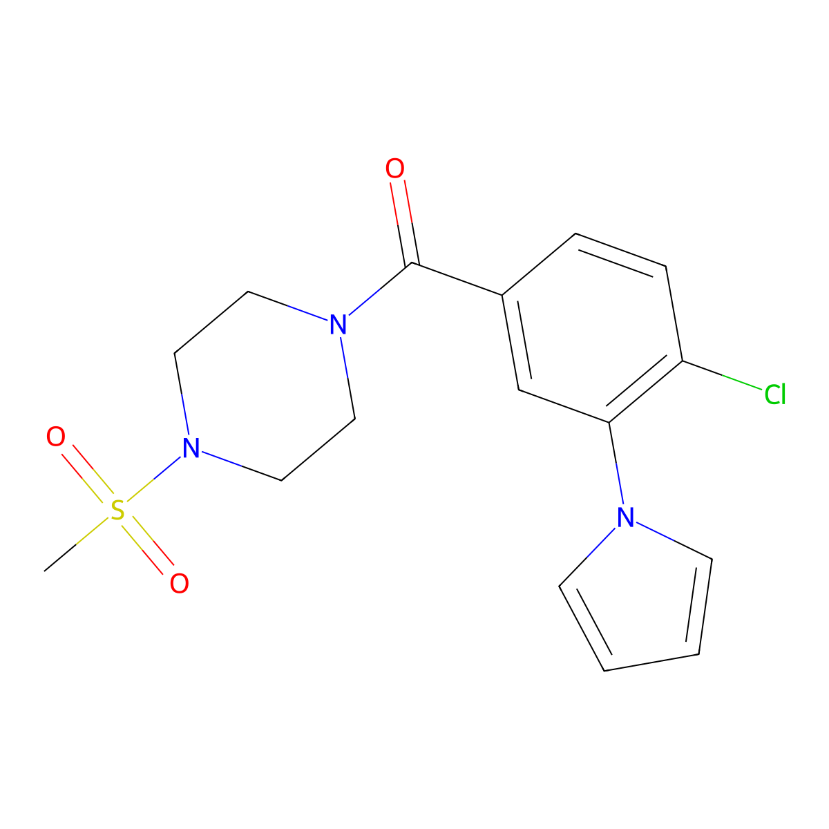 [4-chloro-3-(1H-pyrrol-1-yl)phenyl][4-(methylsulfonyl)piperazin-1-yl]methanone molecular structure, CAS 1401566-94-6
