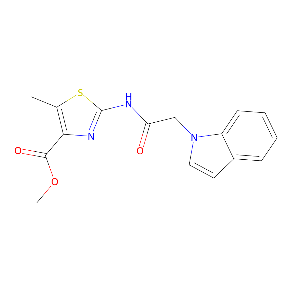 methyl 2-[(1H-indol-1-ylacetyl)amino]-5-methyl-1,3-thiazole-4-carboxylate molecular structure, CAS 1401567-16-5