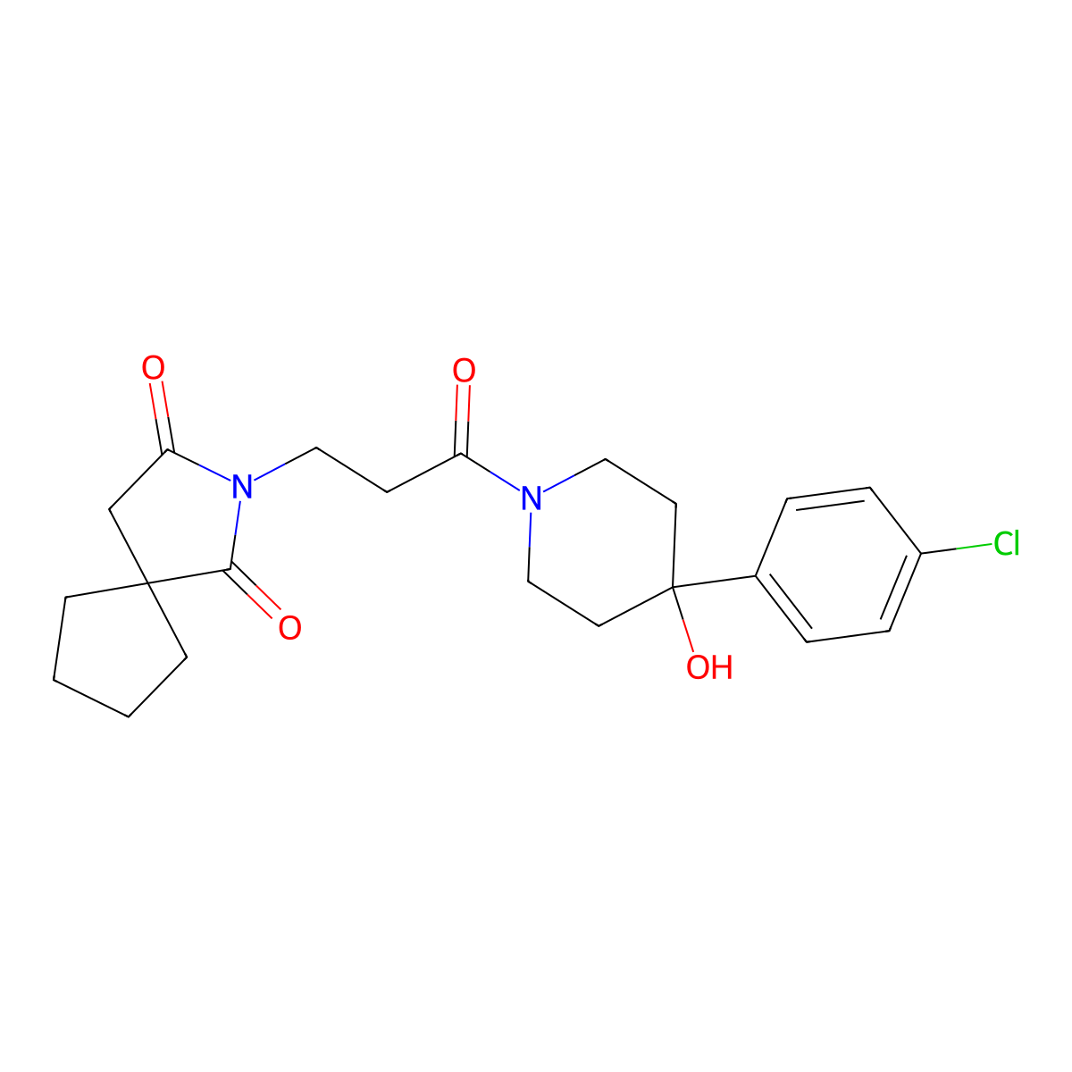 2-{3-[4-(4-Chlorophenyl)-4-hydroxypiperidino]-3-oxopropyl}-2-azaspiro[4.4]nonane-1,3-dione molecular structure, CAS 1401567-20-1