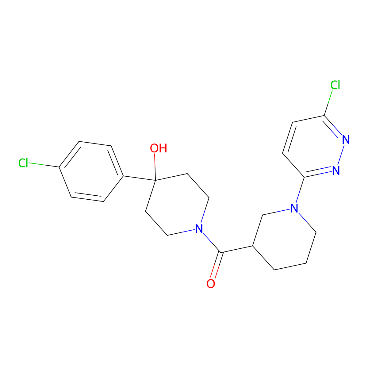 (4-(4-Chlorophenyl)-4-hydroxypiperidin-1-yl)(1-(6-chloropyridazin-3-yl)piperidin-3-yl)methanone molecular structure, CAS 1401567-22-3